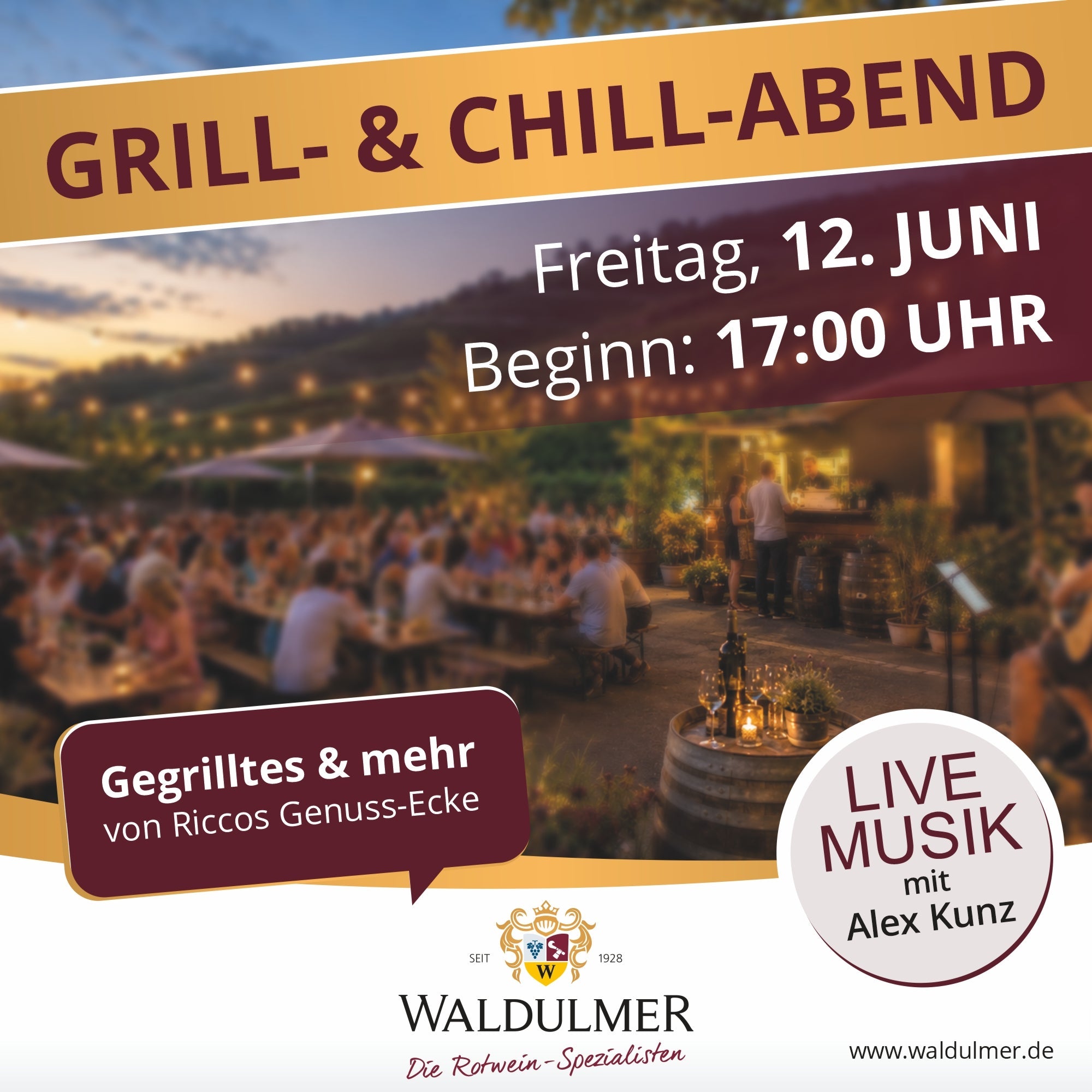 +++ 🔥🍷 GRILL- & CHILL-ABEND BEI DER WALDULMER WG 🍷🔥 +++